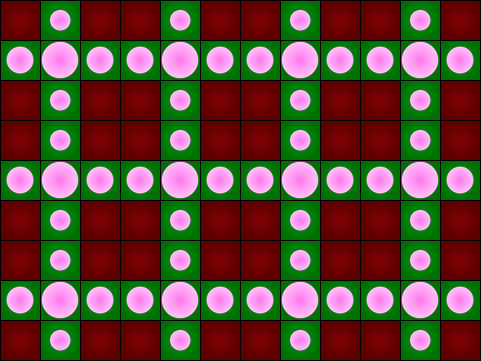 図1のパターンを横に4回、縦に3回繰り返した模様の例